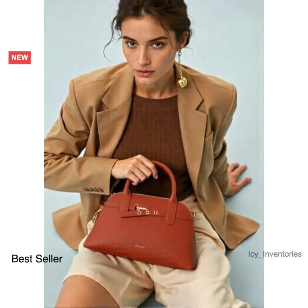 Textured Dome Satchel Crossbody Bag with Detachable Shoulder Strap